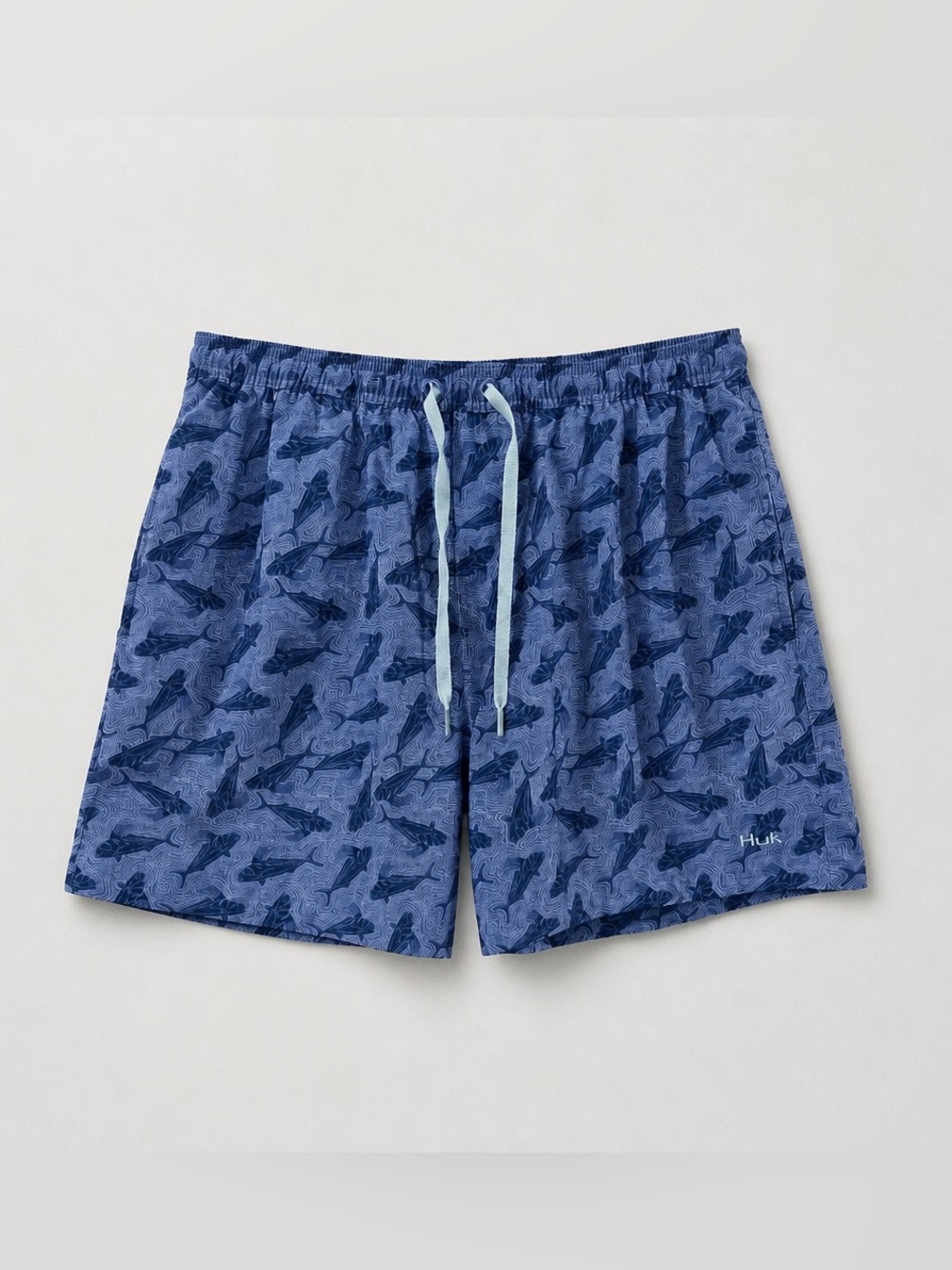 Huk Blue Shark-Pattern Swim Trunks